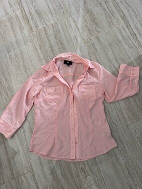 Iz Byer Light Pink Button-Up Blouse